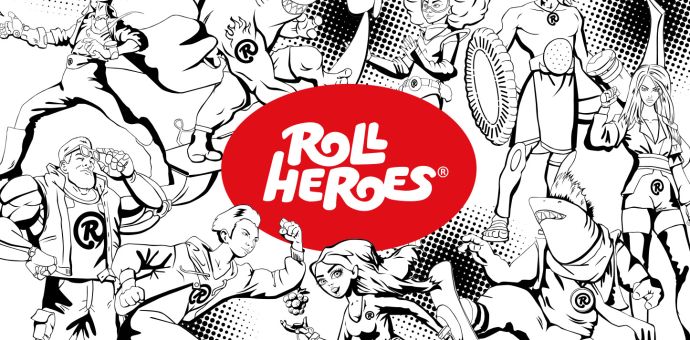 Logo a vizuální styl rolované zmrzliny Roll Heroes